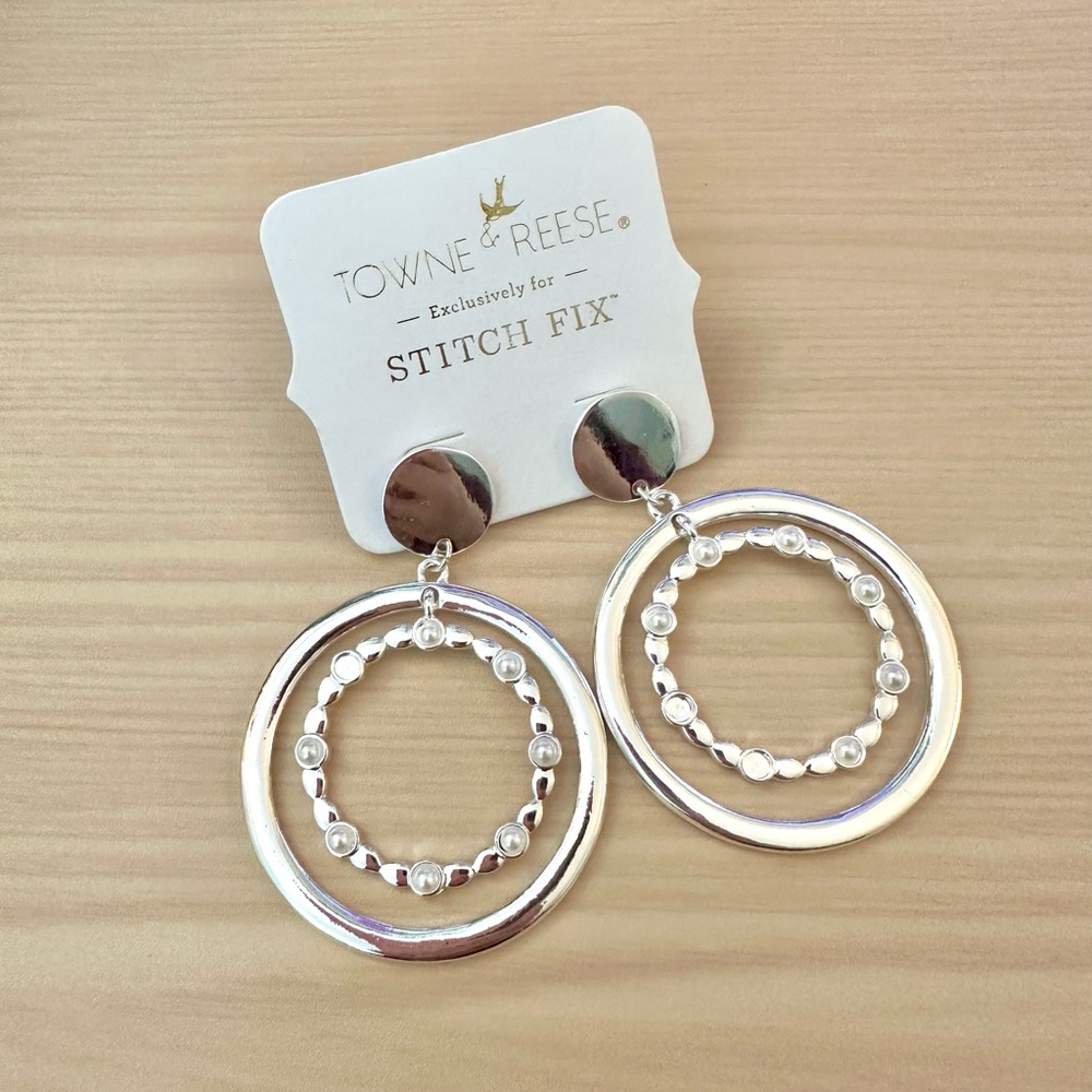 Towne & Reese - Tayler Pearl Double Hoop Earrings